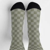 Olivgrünes und graues kariertes Musterdesign Socken (Oben)