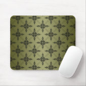 Olivgrünes und schwarzes Damastmuster Mousepad (Mit Mouse)
