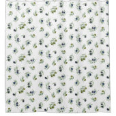 Olivgrünes Wasserfarben-Botanik-Chic-Muster Duschvorhang (Vorderseite)