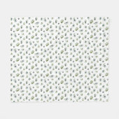 Olivgrünes Wasserfarben-Botanik-Chic-Muster Fleecedecke (Vorderseite (Horizontal))