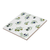 Olivgrünes Wasserfarben-Botanik-Chic-Muster Fliese (Seite)