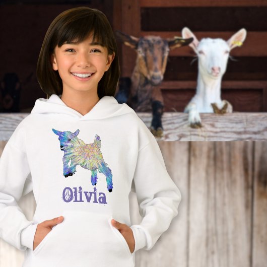 Olivia Add Name Niedlich Baby Goat Farm Animal Art Hoodie