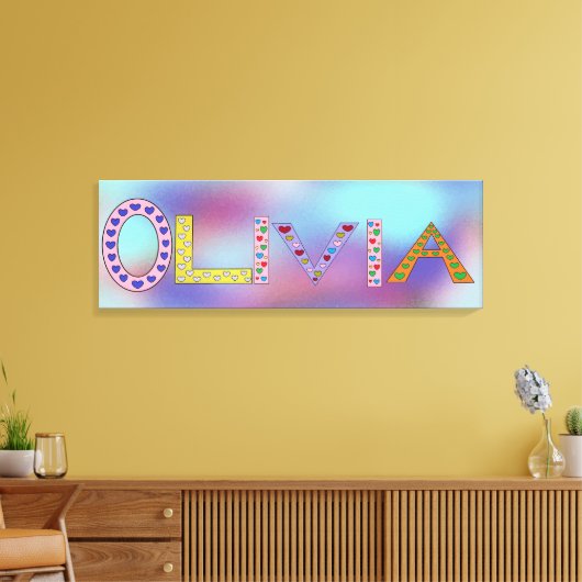 OLIVIA Baby Girl Name farbenfrohe Buchstaben Leinwanddruck (Insitu (Wohnzimmer))