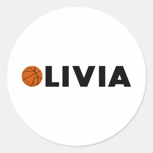 Olivia Basketball Runder Aufkleber (Vorderseite)