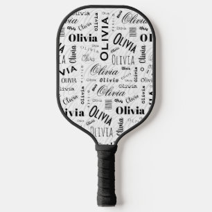 Olivia Benutzerdefinierter Name Schwarz Weiß Pickleball Schläger