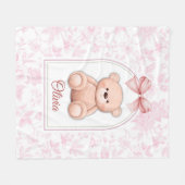 Olivia | Benutzerdefiniertes rosa Teddy-Bär-Kinder Fleecedecke (Vorderseite (Horizontal))
