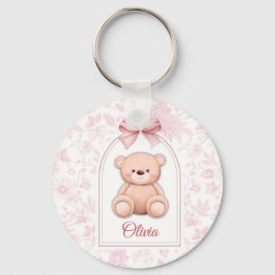 Olivia   Benutzerdefiniertes rosa Teddy-Bär-Kinder Schlüsselanhänger