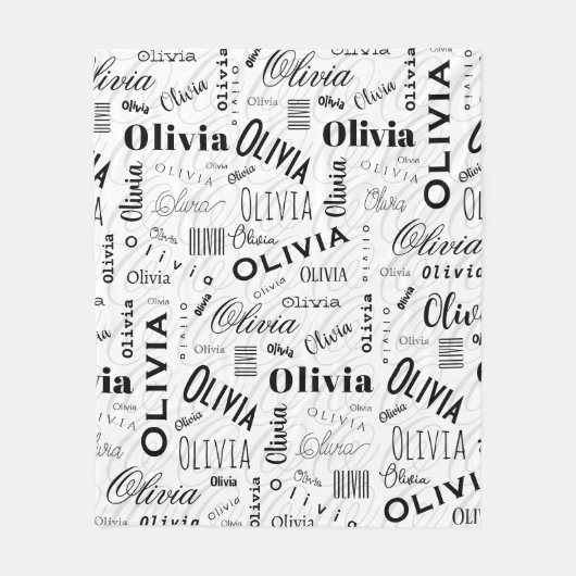 Olivia Benutzername Schwarz Weiß Fleecedecke (Vorderseite)