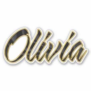 Olivia black gold Lettering Aufkleber Sticker