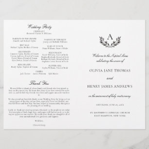 Olivia Black & White Katholic Wedding Mass Program