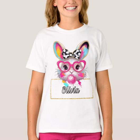 Olivia Bubble Easter Bunny T-Shirt (Vorderseite)