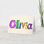 "Olivia" Cartoon-Charakter-Name Karte (Vorderseite)