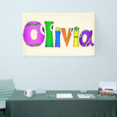 "Olivia" Cartoon-Zeichenname Banner (Messeveranstaltung)