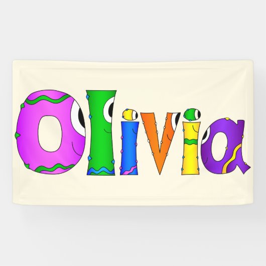 "Olivia" Cartoon-Zeichenname Banner (Horizontal)