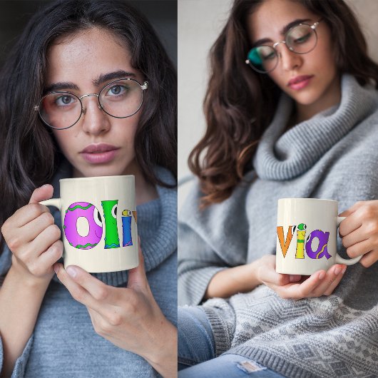 "Olivia" Cartoon-Zeichenname Kaffeetasse