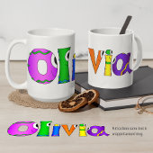 "Olivia" Cartoon-Zeichenname Kaffeetasse