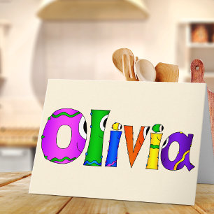"Olivia" Cartoon-Zeichenname Karte