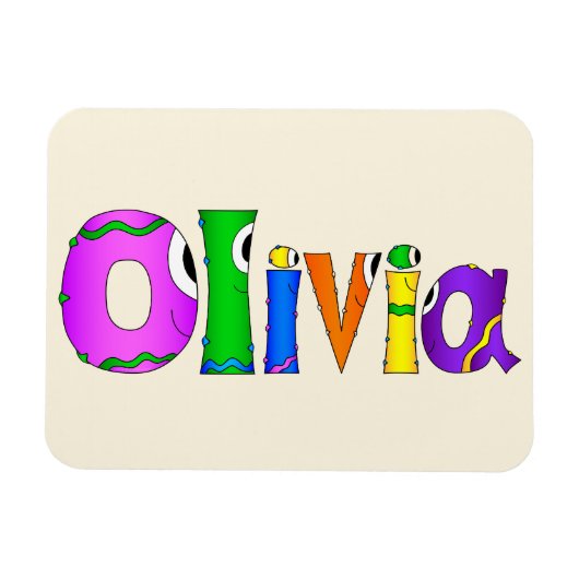 "Olivia" Cartoon-Zeichenname Magnet (Horizontal)