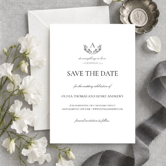 Olivia Christliche Hochzeitsmonogramm Save-the-Dat Save The Date