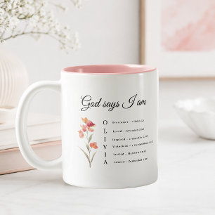 OLIVIA Christlicher Glaubensbibelvers Blumengesche Zweifarbige Tasse