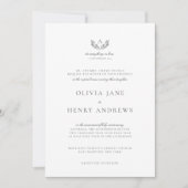 Olivia Classic Gray Monogram Catholic Wedding Einladung (Vorderseite)