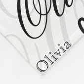 Olivia Custom Name Black White Fleecedecke (Ecke)