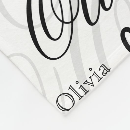 Olivia Custom Name Black White Fleecedecke (Ecke)