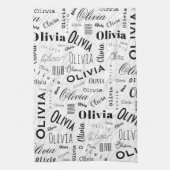 Olivia Custom Name Black White Geschirrtuch (Vertikal)