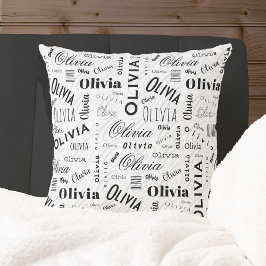 Olivia Custom Name Black White Kissen