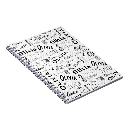 Olivia Custom Name Black White  Notizblock (Rechte Seite)