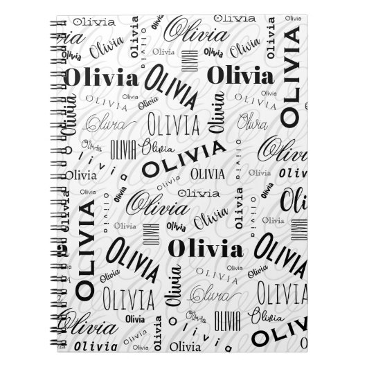 Olivia Custom Name Black White  Notizblock (Vorderseite)