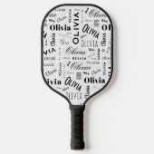 Olivia Custom Name Black White Pickleball Schläger (Vorderseite)