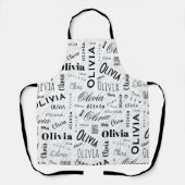 Olivia Custom Name Black White Schürze (Vorderseite)