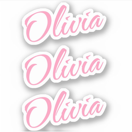 Olivia Decorative Name in Rosa x3 Aufkleber (Vorderseite)