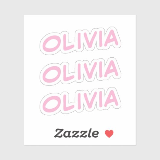Olivia Decorative Name in Rosa x3 Aufkleber (Blatt)