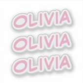 Olivia Decorative Name in Rosa x3 Aufkleber (Vorderseite)