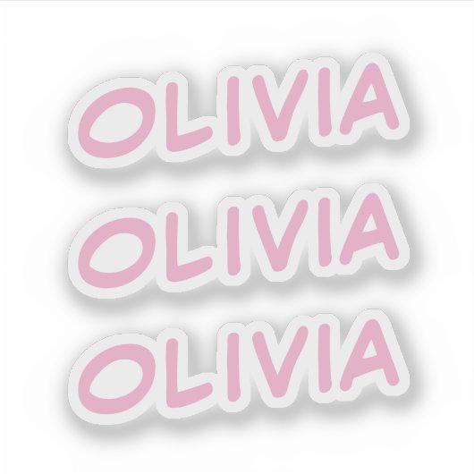Olivia Decorative Name in Rosa x3 Aufkleber (Vorderseite)