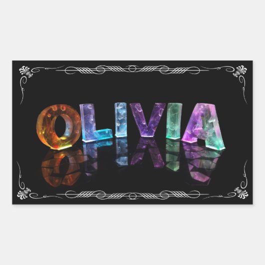 Olivia - Der Name Olivia in 3D-Leuchten (Foto) Rechteckiger Aufkleber (Vorderseite)