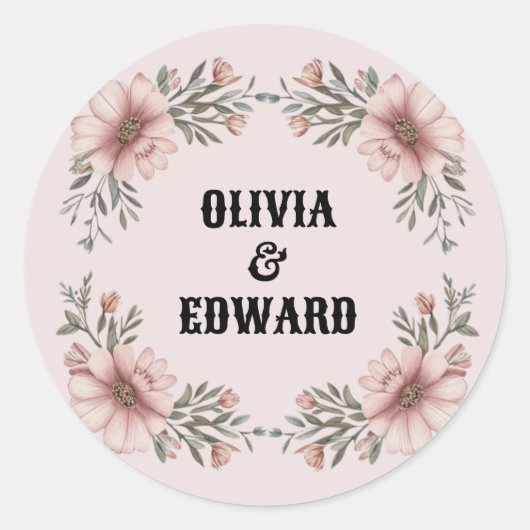 Olivia & Edward Custom Wedding Sticker (Vorderseite)