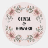 Olivia & Edward Individueller Hochzeitsaufkleber Runder Aufkleber (Vorderseite)