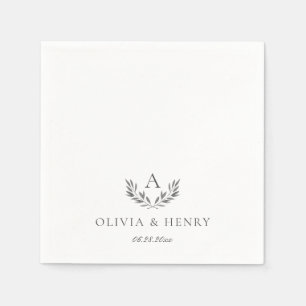 Olivia Elegant Gray Monogram Simple Wedding Serviette