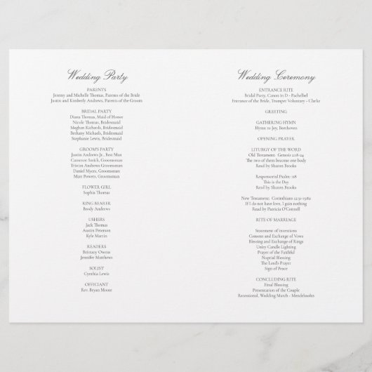 Olivia Elegant Silver Folded Wedding Program (Rückseite)