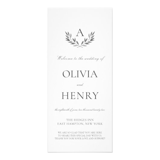 Olivia Elegant Simple Double-Sided Wedding Program Werbekarte (Vorne)