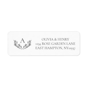 Olivia Elegant Simple Gray Monogram Rücksendeadres