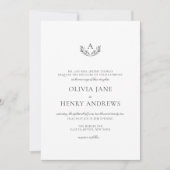 Olivia Elegant Simple Gray Monogram Wedding Einladung (Vorderseite)