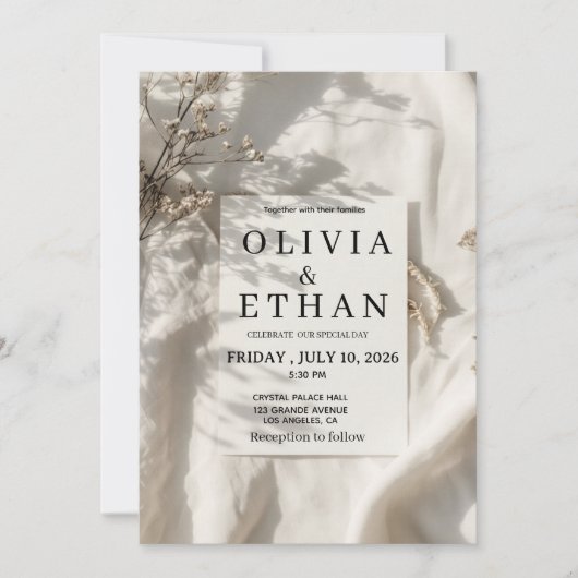 Olivia & Ethan Hochzeitseinladung Einladung (Vorderseite)