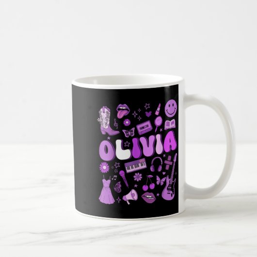 Olivia First Name I Love Olivia Groovy 80's Girls Kaffeetasse (Rechts)