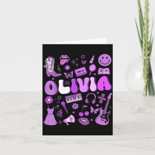 Olivia First Name I Love Olivia Groovy 80's Girls Karte (Vorderseite)