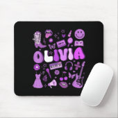 Olivia First Name I Love Olivia Groovy 80's Girls  Mousepad (Mit Mouse)