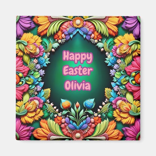 OLIVIA ~ Frohe Ostern ~ Blumengruß ~ Magnet (Vorne)
